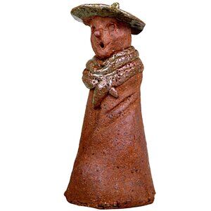 Singing Woman Stoneware Abstract 6" Sculpture Vintage Folk Art Signed Dutton